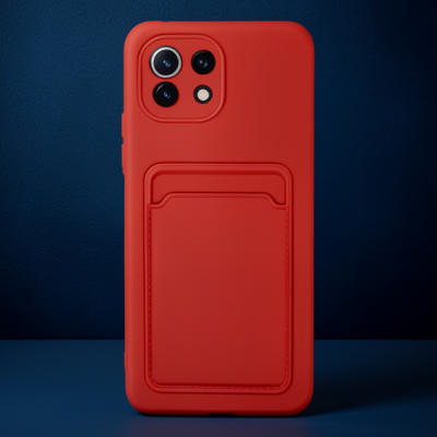 Xiaomi Mi 11 Lite Kılıf Kelvin Kartvizitli Silikon - Kırmızı