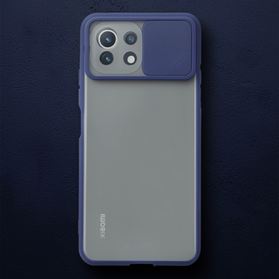 Xiaomi Mi 11 Lite Kılıf Palm Buzlu Kamera Sürgülü Silikon - Lacivert