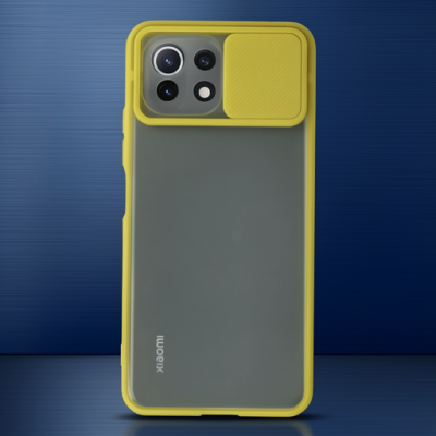 Xiaomi Mi 11 Lite Kılıf Palm Buzlu Kamera Sürgülü Silikon - Sarı