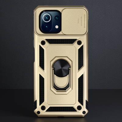 Xiaomi Mi 11 Lite Kılıf Pars Lens Yüzüklü Silikon - Gold