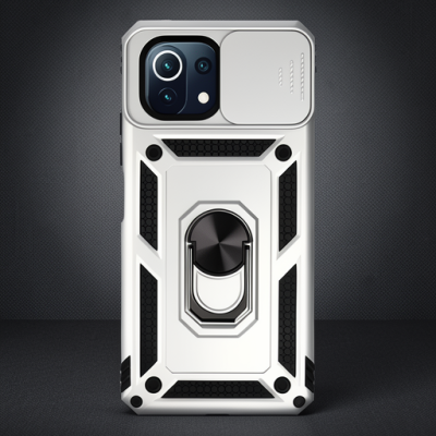 Xiaomi Mi 11 Lite Kılıf Pars Lens Yüzüklü Silikon - Gümüş