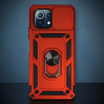 Xiaomi Mi 11 Lite Kılıf Pars Lens Yüzüklü Silikon - Kırmızı