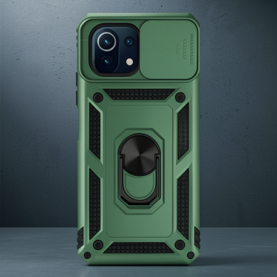 Xiaomi Mi 11 Lite Kılıf Pars Lens Yüzüklü Silikon - Yeşil