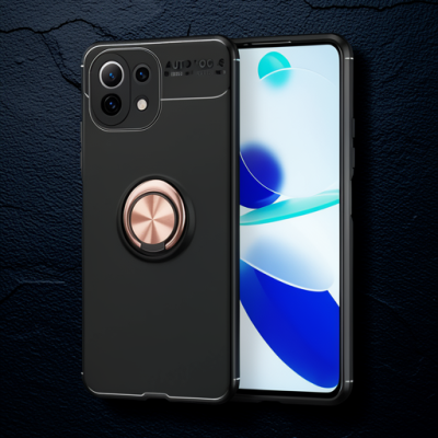 Xiaomi Mi 11 Lite Kılıf Range Yüzüklü Silikon - Siyah-gold