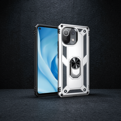 Xiaomi Mi 11 Lite Kılıf Sofya Yüzüklü Silikon Kapak - Gümüş