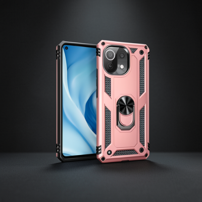 Xiaomi Mi 11 Lite Kılıf Sofya Yüzüklü Silikon Kapak - Rose