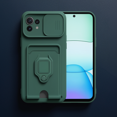 Xiaomi Mi 11 Lite Kılıf Zuma Kartvizitli Yüzüklü Silikon - Yeşil
