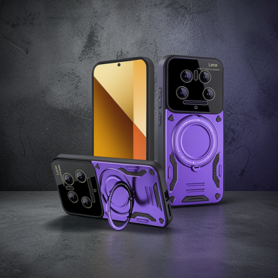 Xiaomi Mi 14 Ultra Kılıf Joy Lens Standlı Kapak - Mor