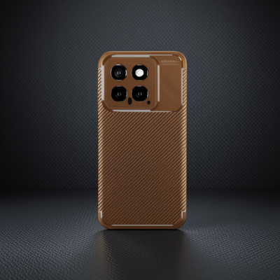 Xiaomi Mi 14t Kılıf Auto Focus Karbon Kapak - Kahverengi