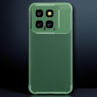 Xiaomi Mi 14t Kılıf Auto Focus Karbon Kapak - Koyu Yeşil