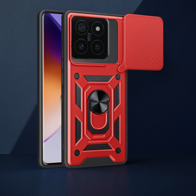 Xiaomi Mi 14t Pro Kılıf Pars Lens Yüzüklü Silikon - Kırmızı