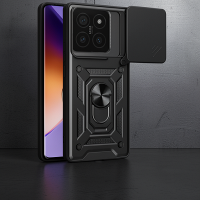 Xiaomi Mi 14t Pro Kılıf Pars Lens Yüzüklü Silikon - Siyah