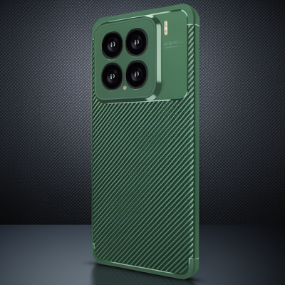 Xiaomi Mi 15 Kılıf Auto Focus Karbon Kapak - Koyu Yeşil