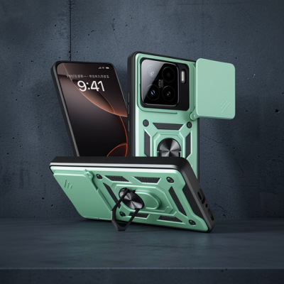 Xiaomi Mi 15 Kılıf Pars Lens Yüzüklü Silikon - Yeşil