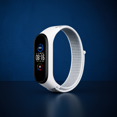 Xiaomi Mi Band 4 Hasırlı Cırtcırtlı Kordon - Beyaz