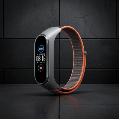 Xiaomi Mi Band 4 Hasırlı Cırtcırtlı Kordon - Turuncu-gri