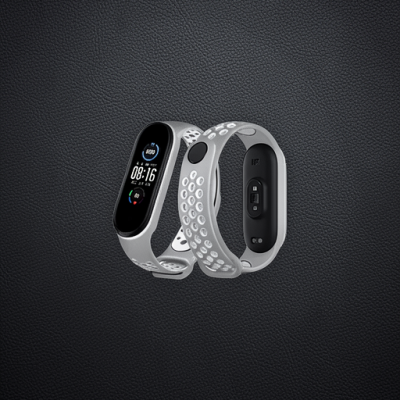 Xiaomi Mi Band 4 Spor Delikli Kordon - Gri-beyaz