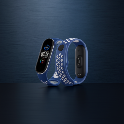 Xiaomi Mi Band 4 Spor Delikli Kordon - Lacivert-beyaz