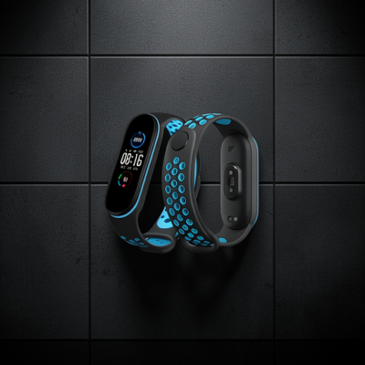 Xiaomi Mi Band 4 Spor Delikli Kordon - Siyah-mavi