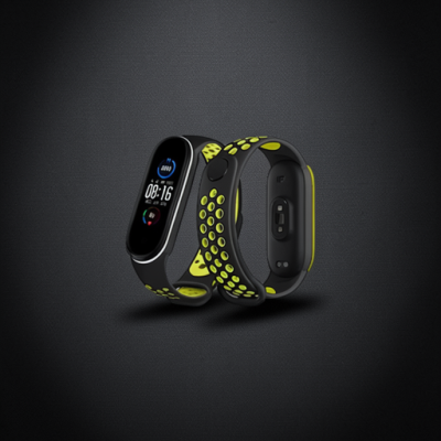 Xiaomi Mi Band 4 Spor Delikli Kordon - Siyah-yeşil-beyaz
