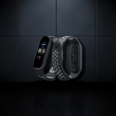 Xiaomi Mi Band 6 Spor Delikli Kordon - Siyah-gri