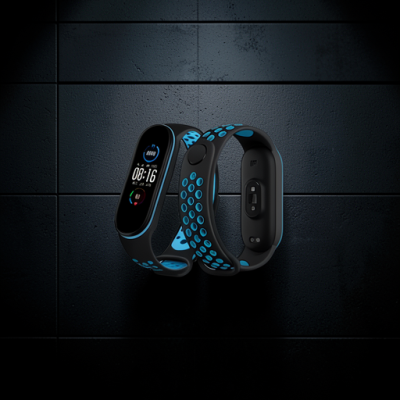 Xiaomi Mi Band 6 Spor Delikli Kordon - Siyah-mavi