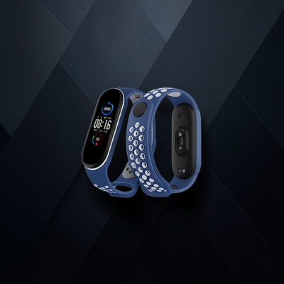 Xiaomi Mi Band 7 Spor Delikli Kordon - Lacivert-beyaz