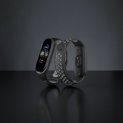 Xiaomi Mi Band 7 Spor Delikli Kordon - Siyah-gri