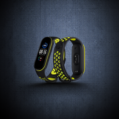 Xiaomi Mi Band 7 Spor Delikli Kordon - Siyah-yeşil