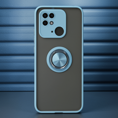 Xiaomi Poco C40 Kılıf Montreal Yüzüklü Silikon Kapak - Buz Mavi