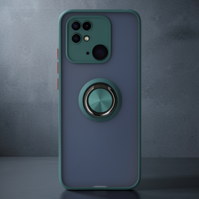 Xiaomi Poco C40 Kılıf Montreal Yüzüklü Silikon Kapak - Yeşil