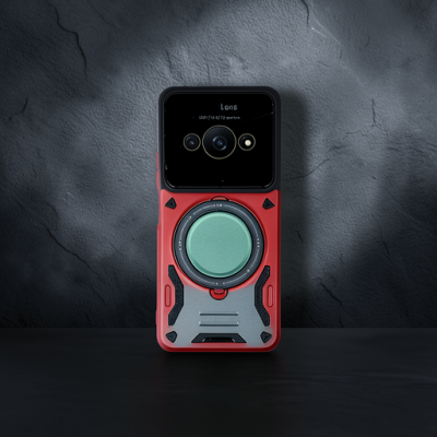 Xiaomi Poco C61 Kılıf Joy Lens Standlı Kapak - Koyu Yeşil