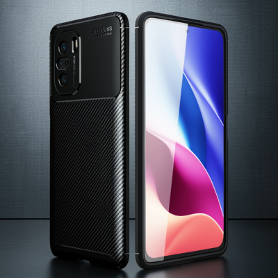 Xiaomi Poco F3 Kılıf Auto Focus Karbon Kapak - Siyah
