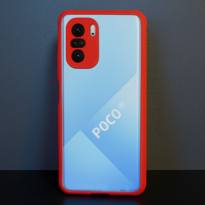 Xiaomi Poco F3 Kılıf Miami Şeffaf Silikon - Kırmızı