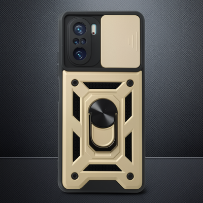 Xiaomi Poco F3 Kılıf Pars Lens Yüzüklü Silikon - Gold