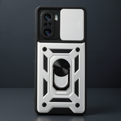 Xiaomi Poco F3 Kılıf Pars Lens Yüzüklü Silikon - Gümüş