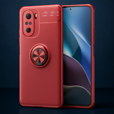Xiaomi Poco F3 Kılıf Range Yüzüklü Silikon - Kırmızı