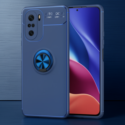Xiaomi Poco F3 Kılıf Range Yüzüklü Silikon - Mavi