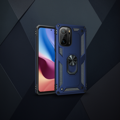 Xiaomi Poco F3 Kılıf Sofya Yüzüklü Silikon Kapak - Lacivert