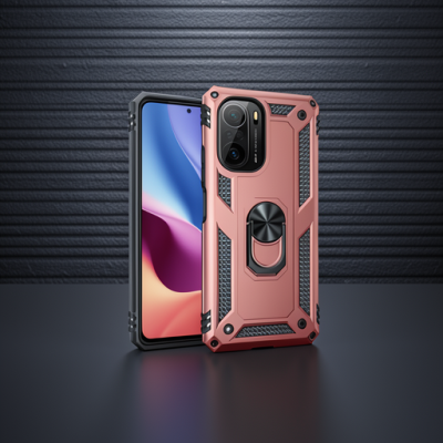 Xiaomi Poco F3 Kılıf Sofya Yüzüklü Silikon Kapak - Rose
