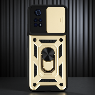 Xiaomi Poco M4 Pro 4g Kılıf Pars Lens Yüzüklü Silikon - Gold