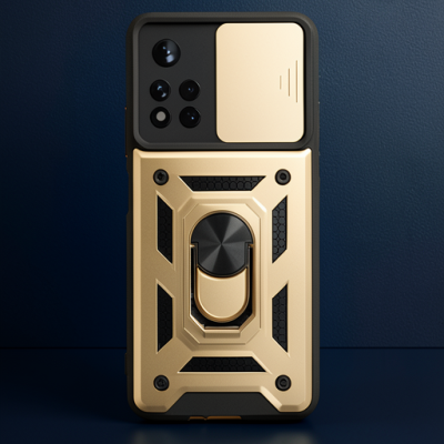 Xiaomi Poco M4 Pro 5g Kılıf Pars Lens Yüzüklü Silikon - Gold