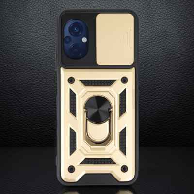Xiaomi Poco M5 Kılıf Pars Lens Yüzüklü Silikon - Gold
