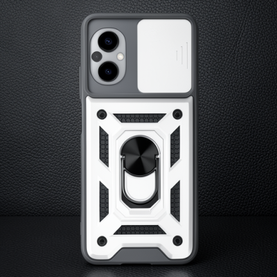 Xiaomi Poco M5 Kılıf Pars Lens Yüzüklü Silikon - Gümüş