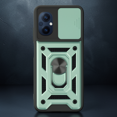 Xiaomi Poco M5 Kılıf Pars Lens Yüzüklü Silikon - Yeşil