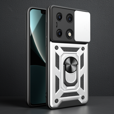Xiaomi Poco M6 Pro 4g Kılıf Pars Lens Yüzüklü Silikon - Gümüş