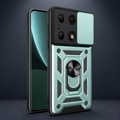 Xiaomi Poco M6 Pro 4g Kılıf Pars Lens Yüzüklü Silikon - Yeşil