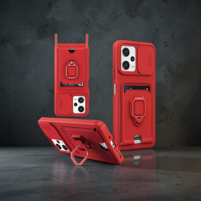 Xiaomi Poco X5 5g Kılıf Zuma Kartvizitli Yüzüklü Silikon - Kırmızı
