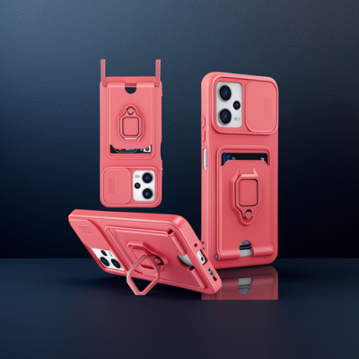 Xiaomi Poco X5 5g Kılıf Zuma Kartvizitli Yüzüklü Silikon - Pembe