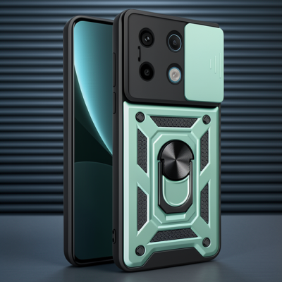 Xiaomi Poco X6 Pro Kılıf Pars Lens Yüzüklü Silikon - Yeşil